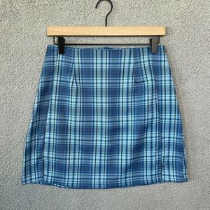 SHEIN Plaid Mini Skirt Womens M Medium 90s Clueless Style Preppy Academia Blue